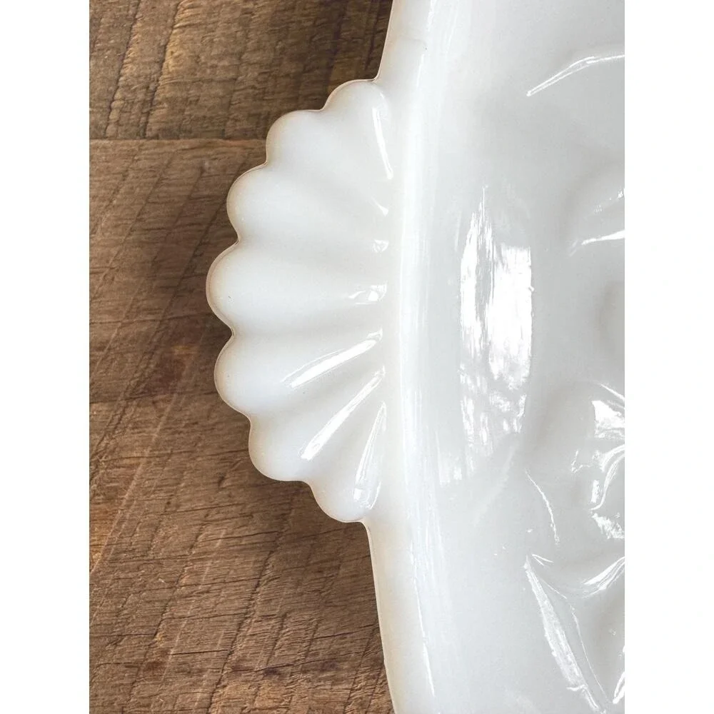 Milk Glass Snack or Trinket Tray Vintage Cottagecore Home Decor 11